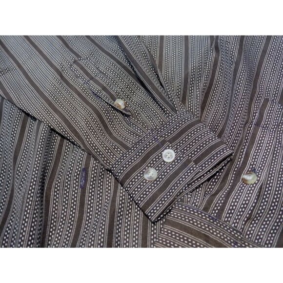 Vintage Gachu Men Shirt Large L Long Sleeve Disco Y2K Brown Button Up - Picture 8 of 11